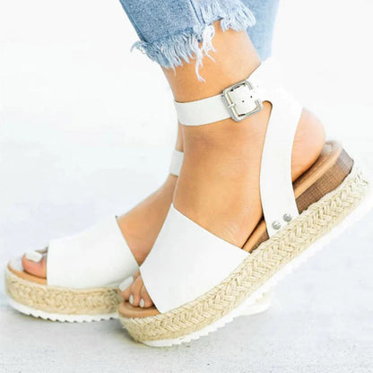 Women's Wedge Sandals with Natural Rope Detail - Nocini