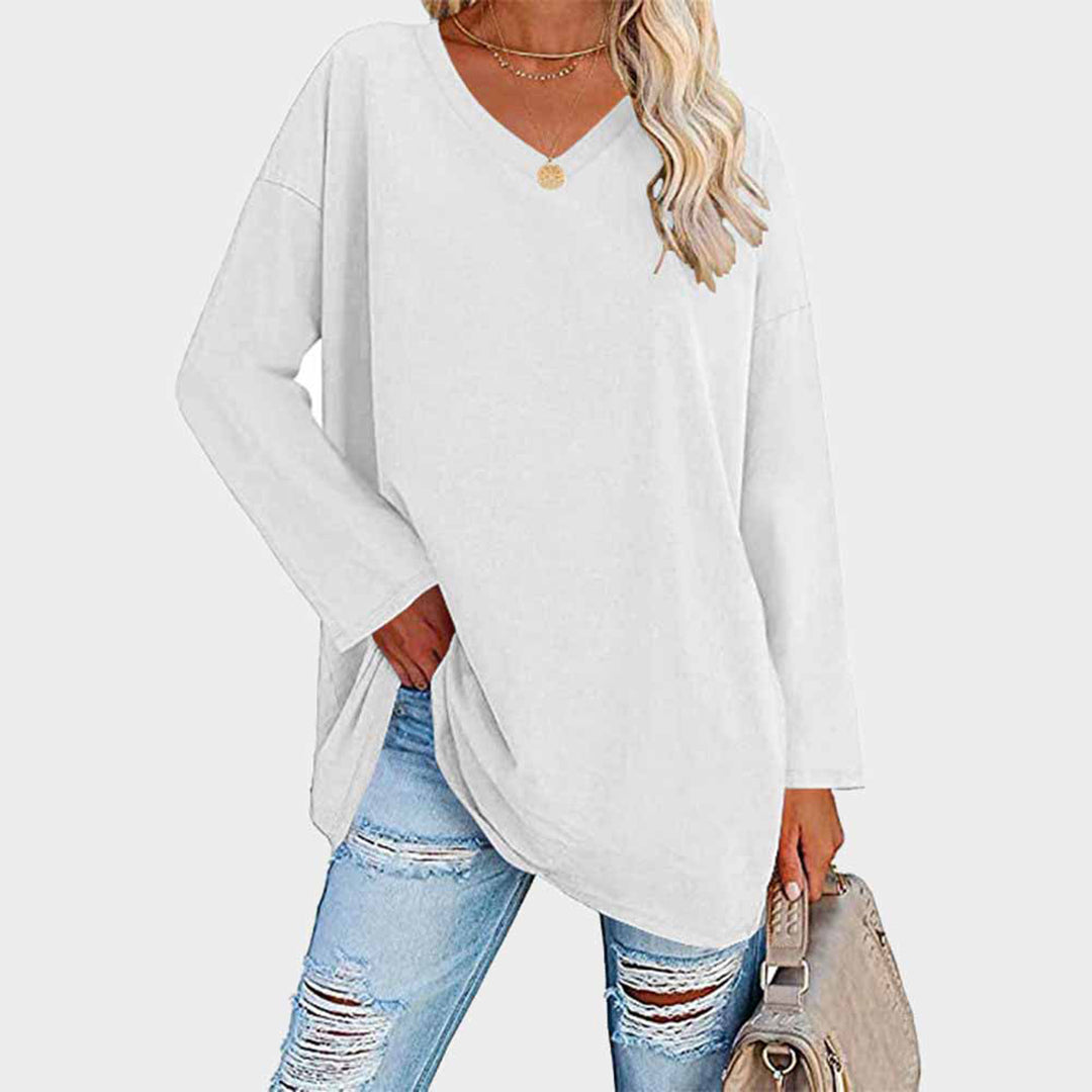 Relaxed Fit V-Neck Tunic Top