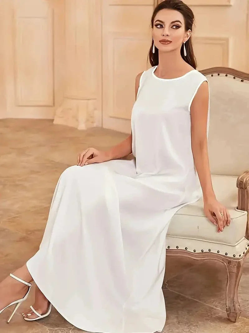 Loose Fit Summer Maxi Dress - Sleeveless V Neck - Nocini