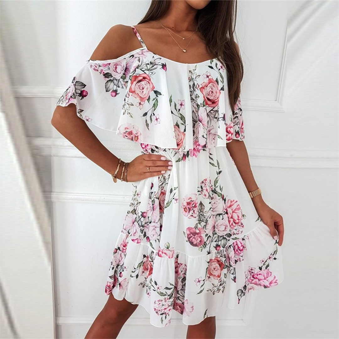 Casual Summer Strapless Ruffle Dress