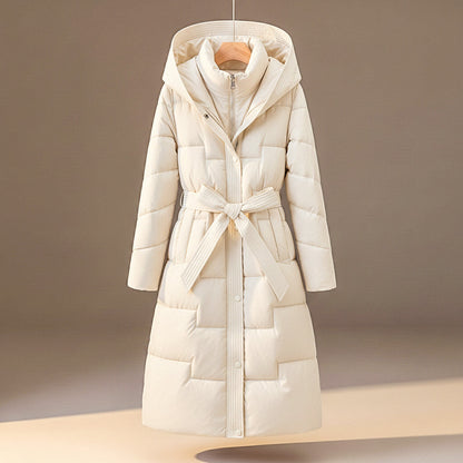 Warm Quilted Puffer Jacket with Belted Front
