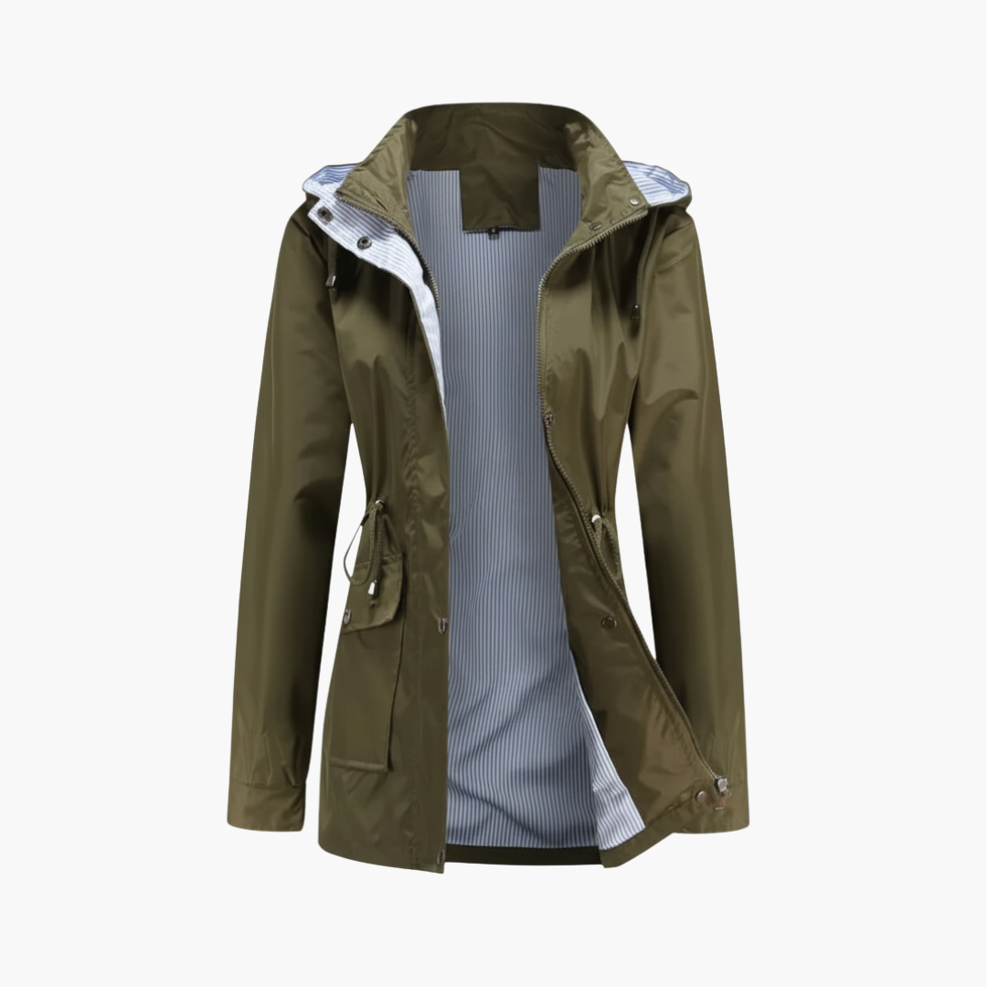 Ladies Water Resistant Zip Up Coat - Olytrend