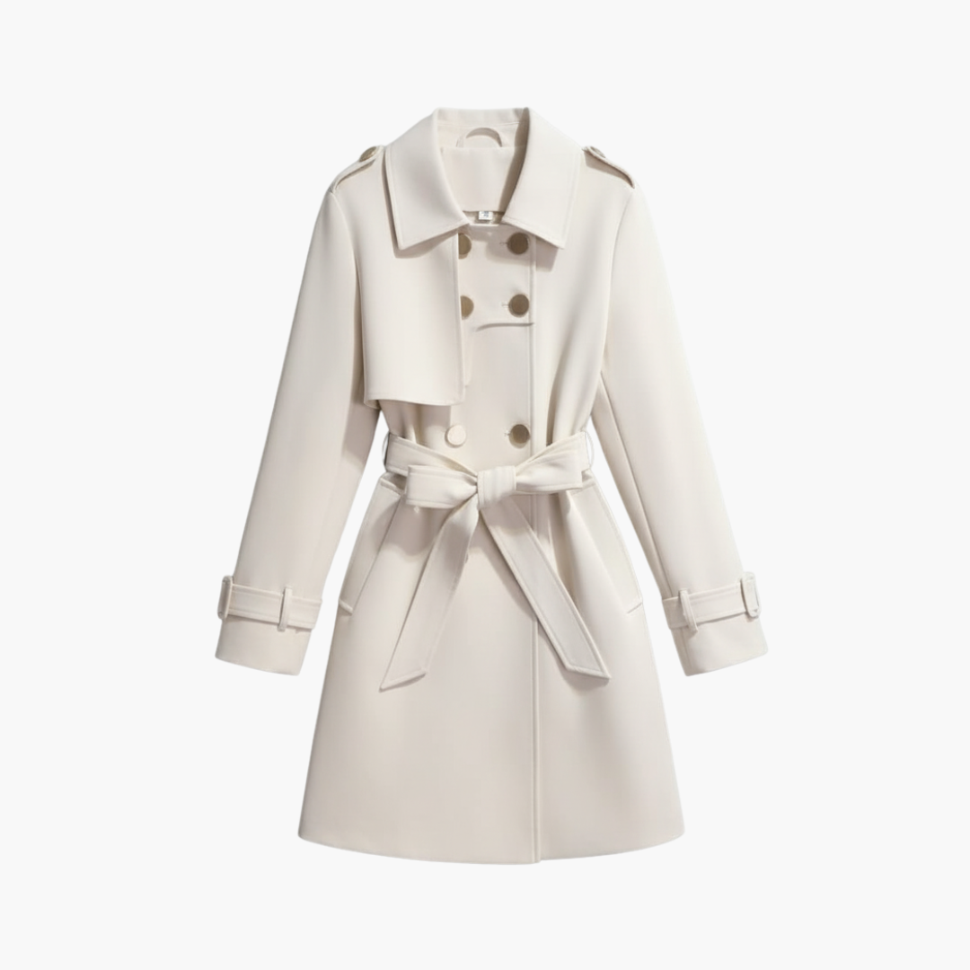 Classic Ladies Long Waterproof Coat with Tie Belt - Olytrend