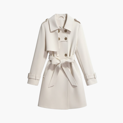 Classic Ladies Long Waterproof Coat with Tie Belt - Olytrend