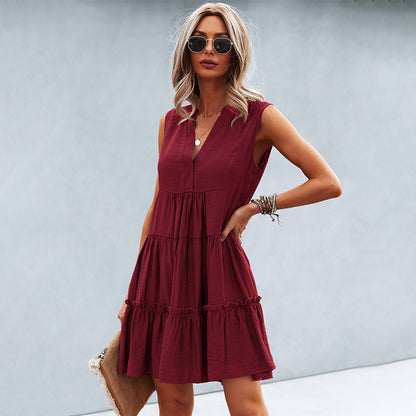 Short Sleeveless V-Neck Mini Dress