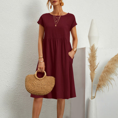 Relaxed Fit Women's Casual Short Sleeve Dress
