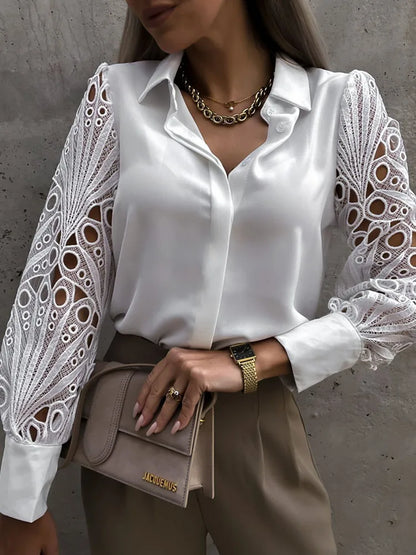 Women's Elegant Lace Trim Blouse