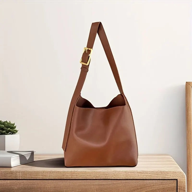Simple Chic Faux Leather Shoulder Purse - Nocini