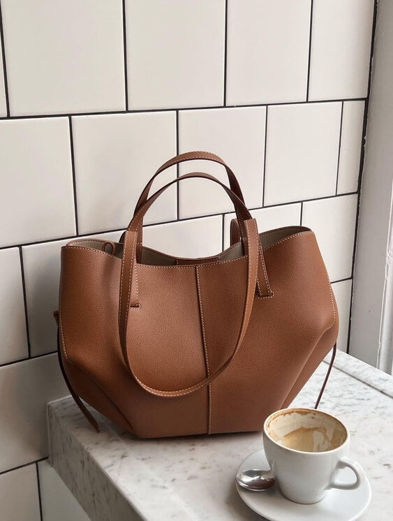Large Capacity Faux Leather Shoulder Bag - Nocini
