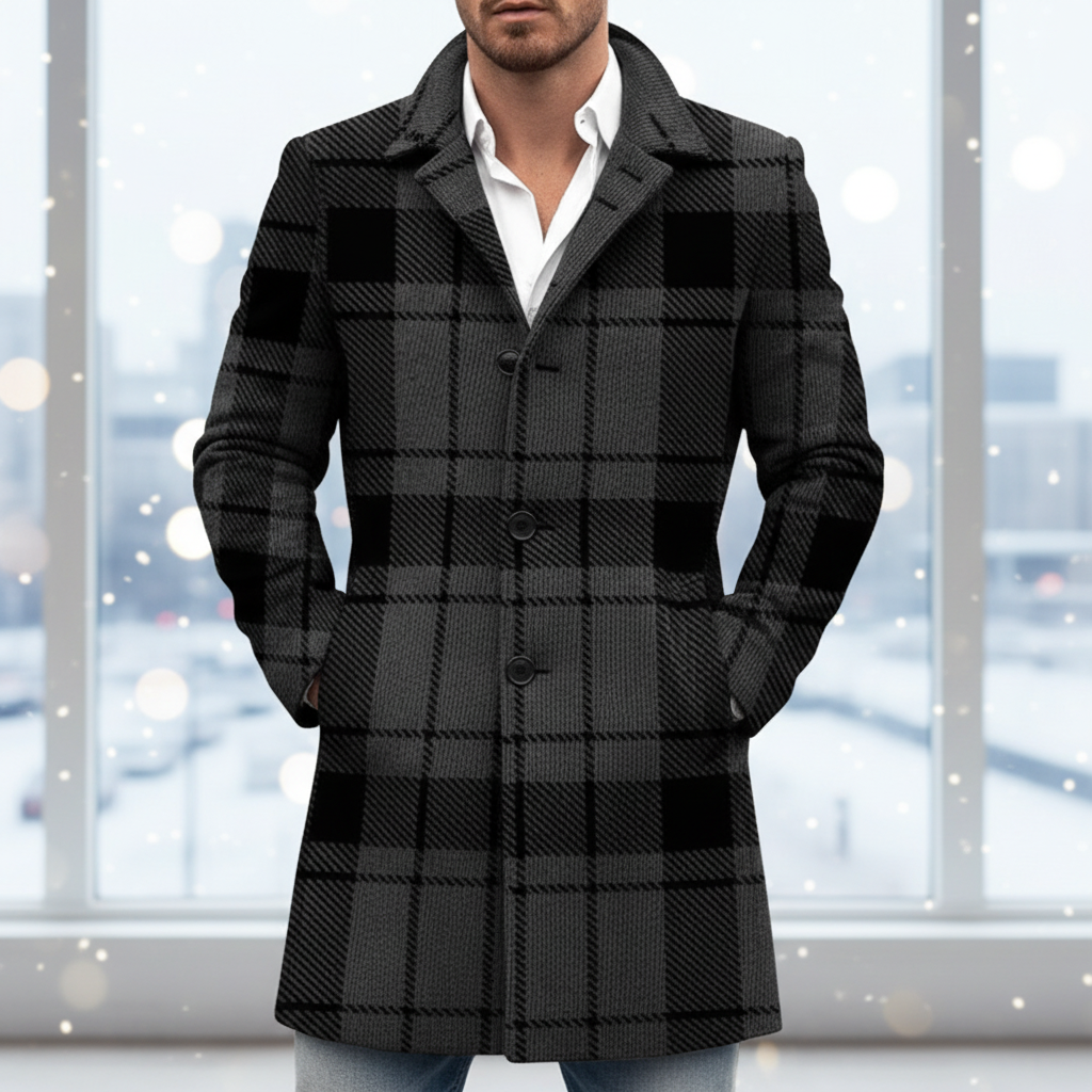 Classic Plaid Trench Coat - Pexav