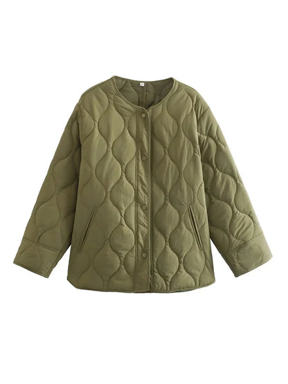 Soft Padded Women's Coat with Snap Buttons