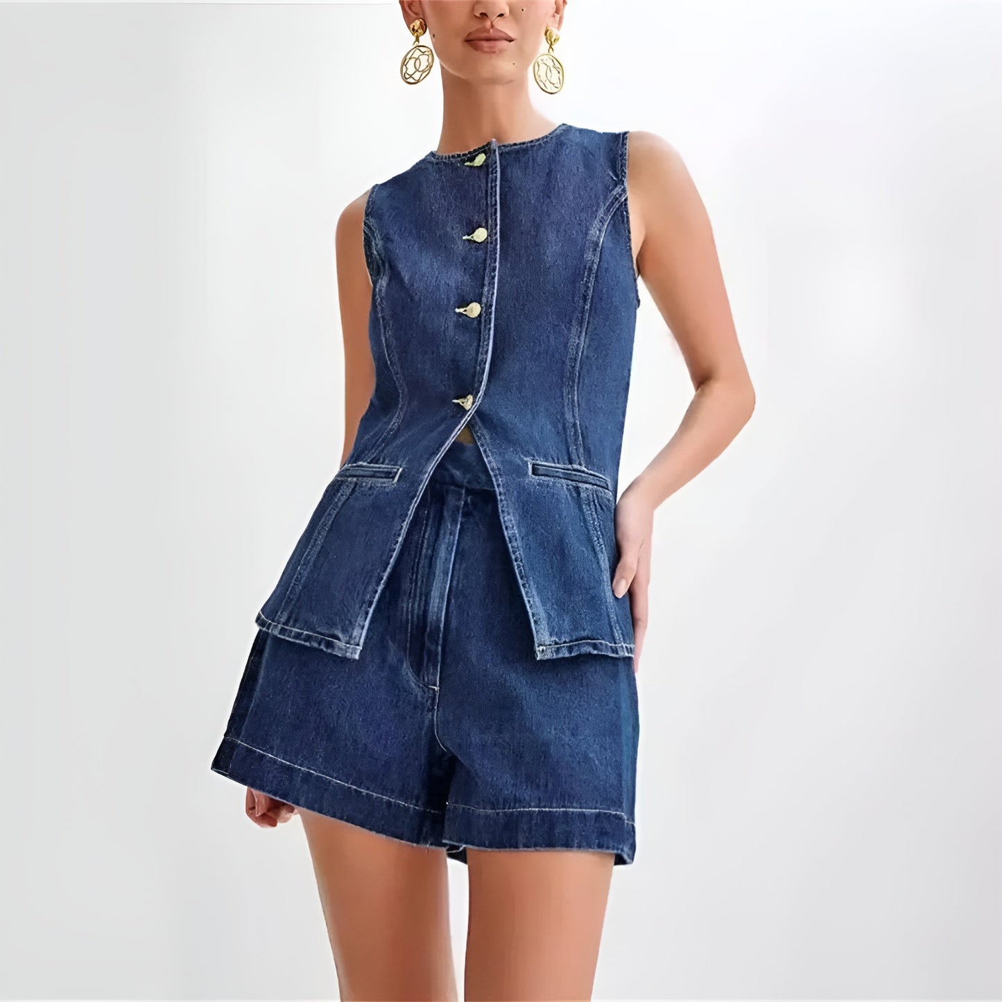 Ripped Distressed Jeans 2 Piece Outfit - Nocini