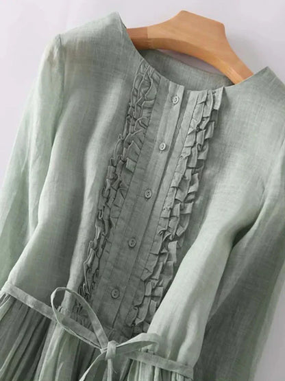 Lightweight Summer Linen Dress - Olytrend