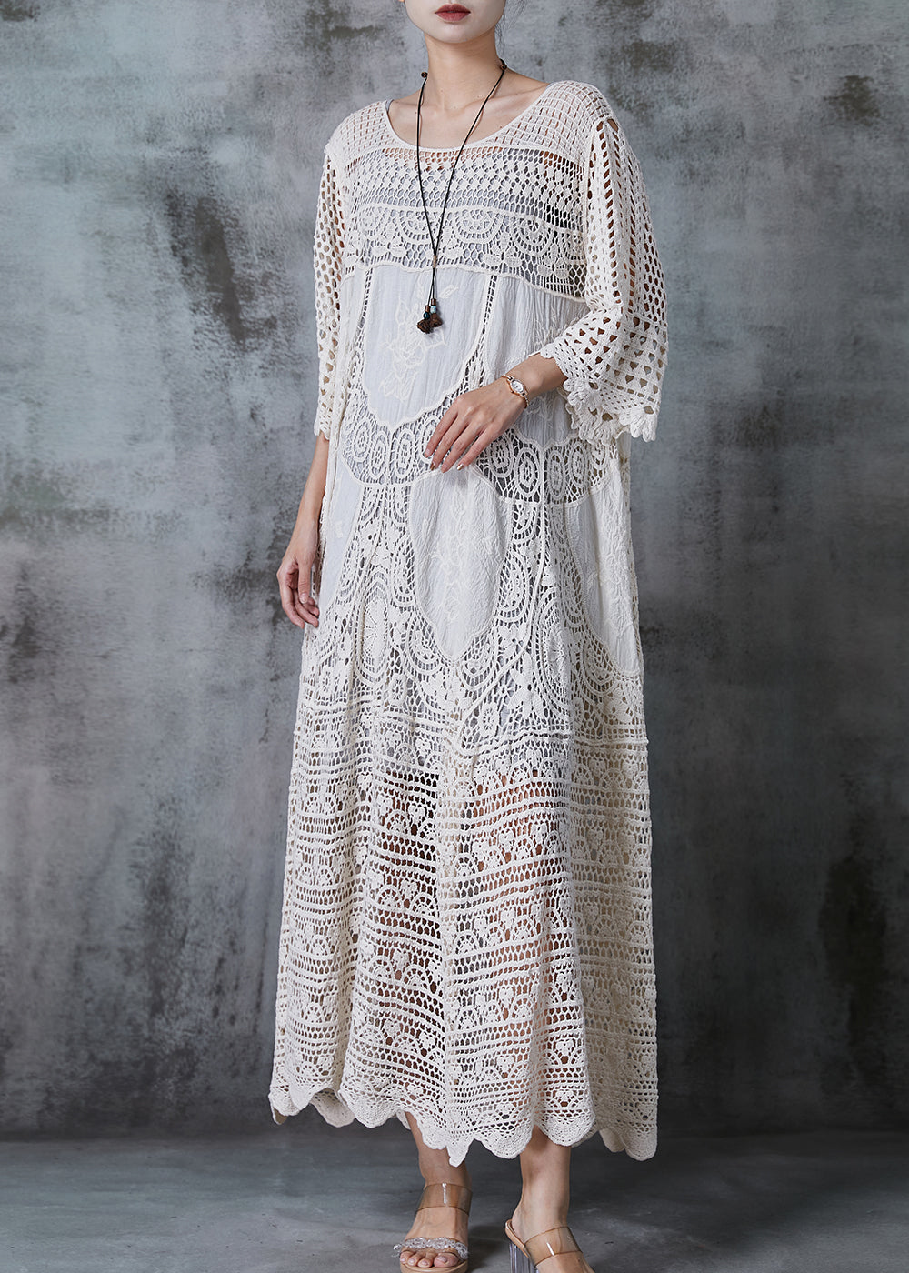 Loose Fit Lace Women's Maxi Dress - Nocini