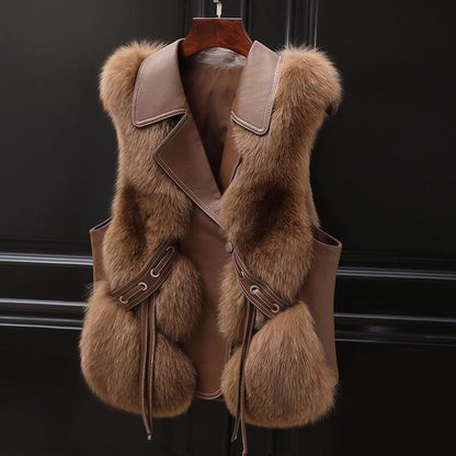 Cozy Faux Fur Vest with Tie Waist