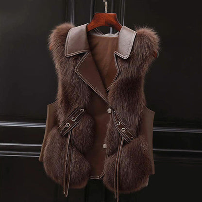 Cozy Faux Fur Vest with Tie Waist