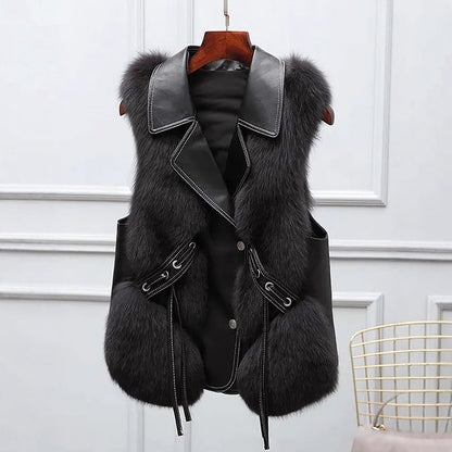 Cozy Faux Fur Vest with Tie Waist