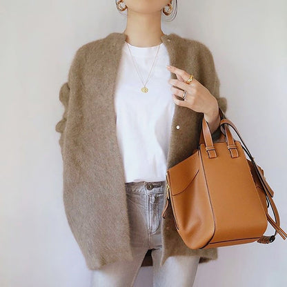 Cozy Open Front Oversized Cardigan Sweater - Nocini