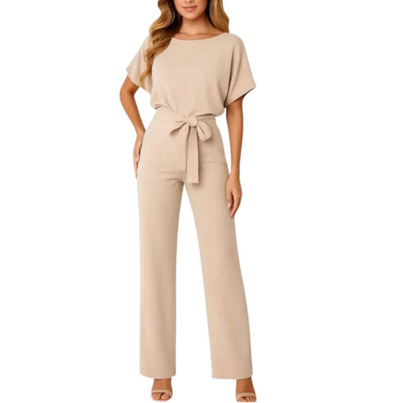 Elegant Ladies' Summer Jumpsuit with Belted Waist