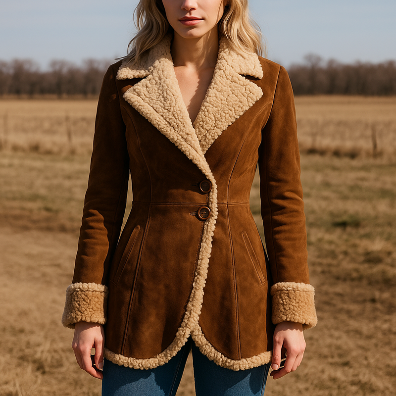 Luxury Fitted Coat with Faux Fur Trim Button Front - Nocini