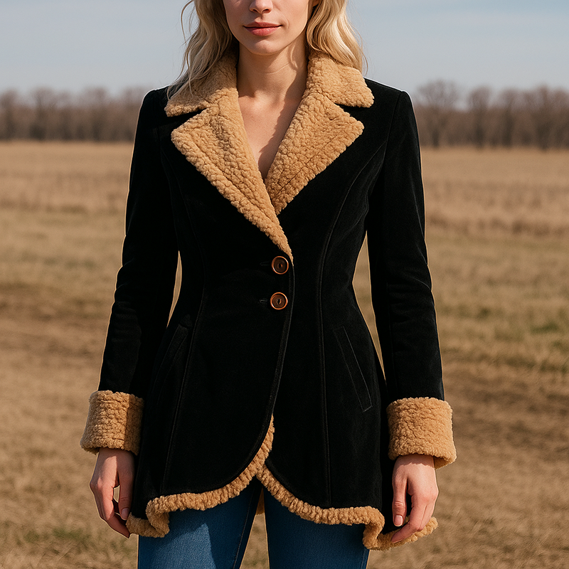 Luxury Fitted Coat with Faux Fur Trim Button Front