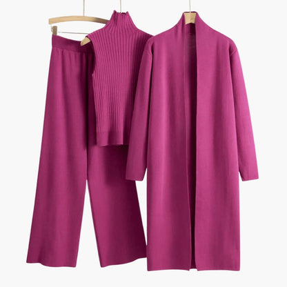 Ladies 3 Piece Sweater Set with Cardigan Tank and Jogger Pants