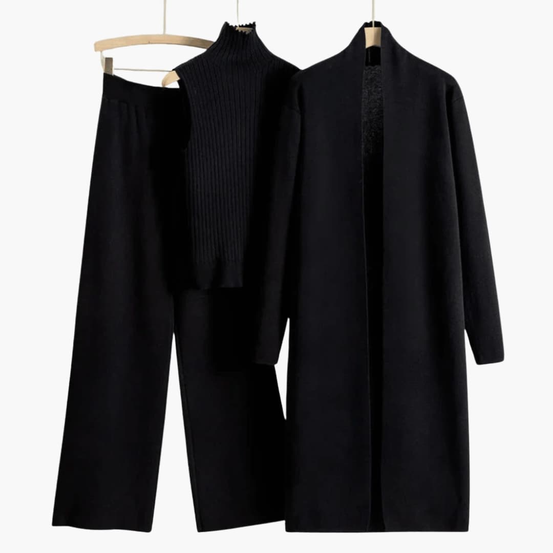 Ladies 3 Piece Sweater Set with Cardigan Tank and Jogger Pants