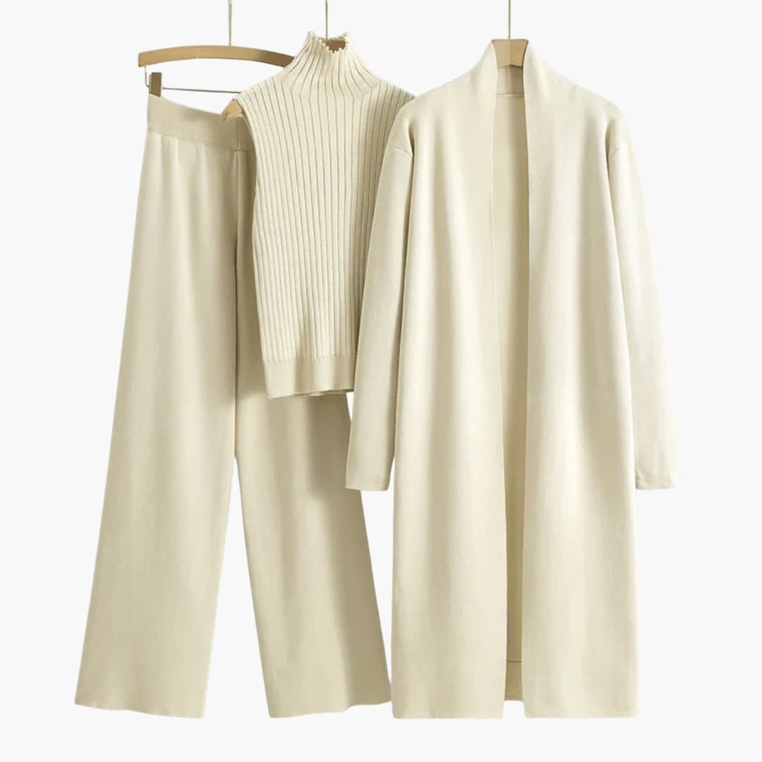 Ladies 3 Piece Sweater Set with Cardigan Tank and Jogger Pants