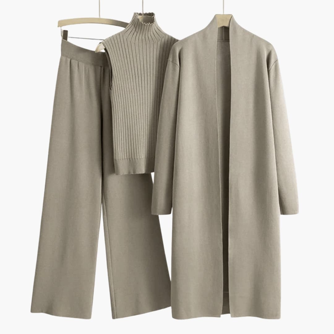 Ladies 3 Piece Sweater Set with Cardigan Tank and Jogger Pants