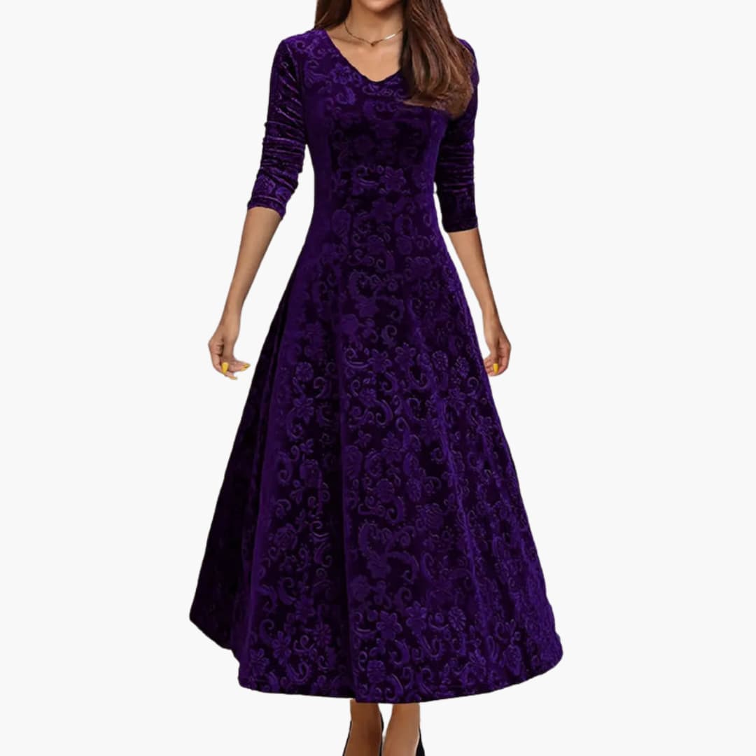 Feminine Round Neck Floral Midi Dress