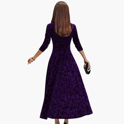 Feminine Round Neck Floral Midi Dress