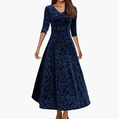 Feminine Round Neck Floral Midi Dress