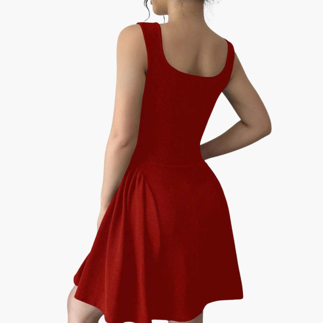 Flirty Fit and Flare Women's Square Neck Dress