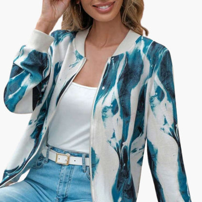 Fashionable Abstract Zip Up Women's Jacket