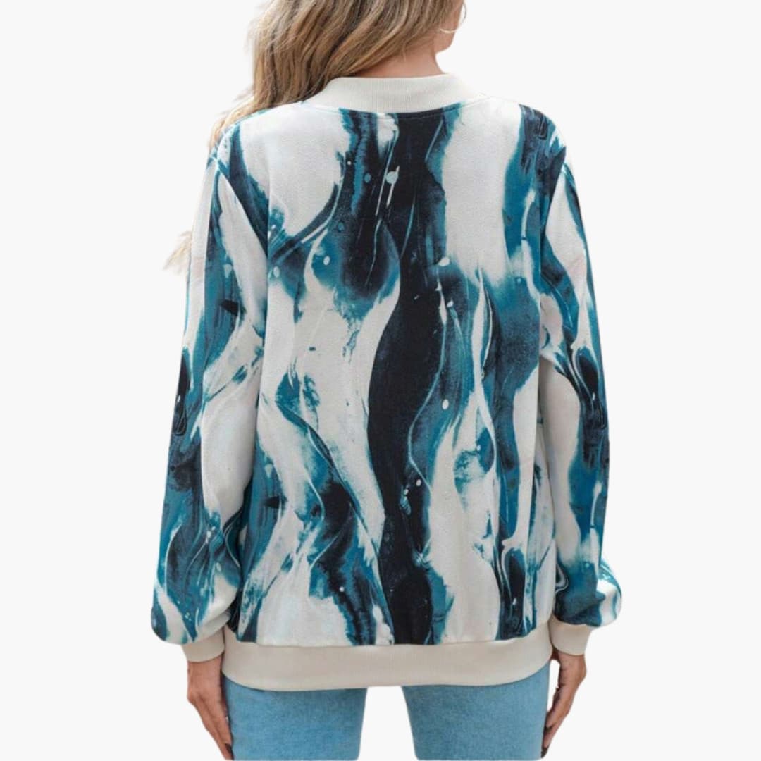 Fashionable Abstract Zip Up Women's Jacket