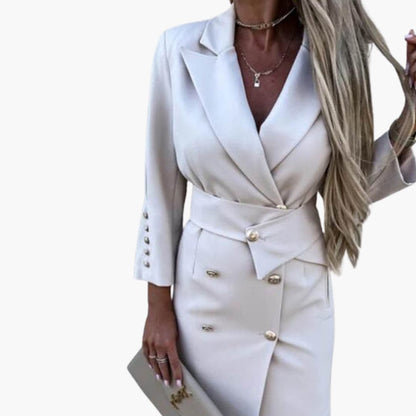 Ladies' Classic Fit Jacket Dress with Lapel Collar