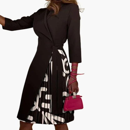 Ladies' Classic Jacket Dress with Lapel Collar and Button Front