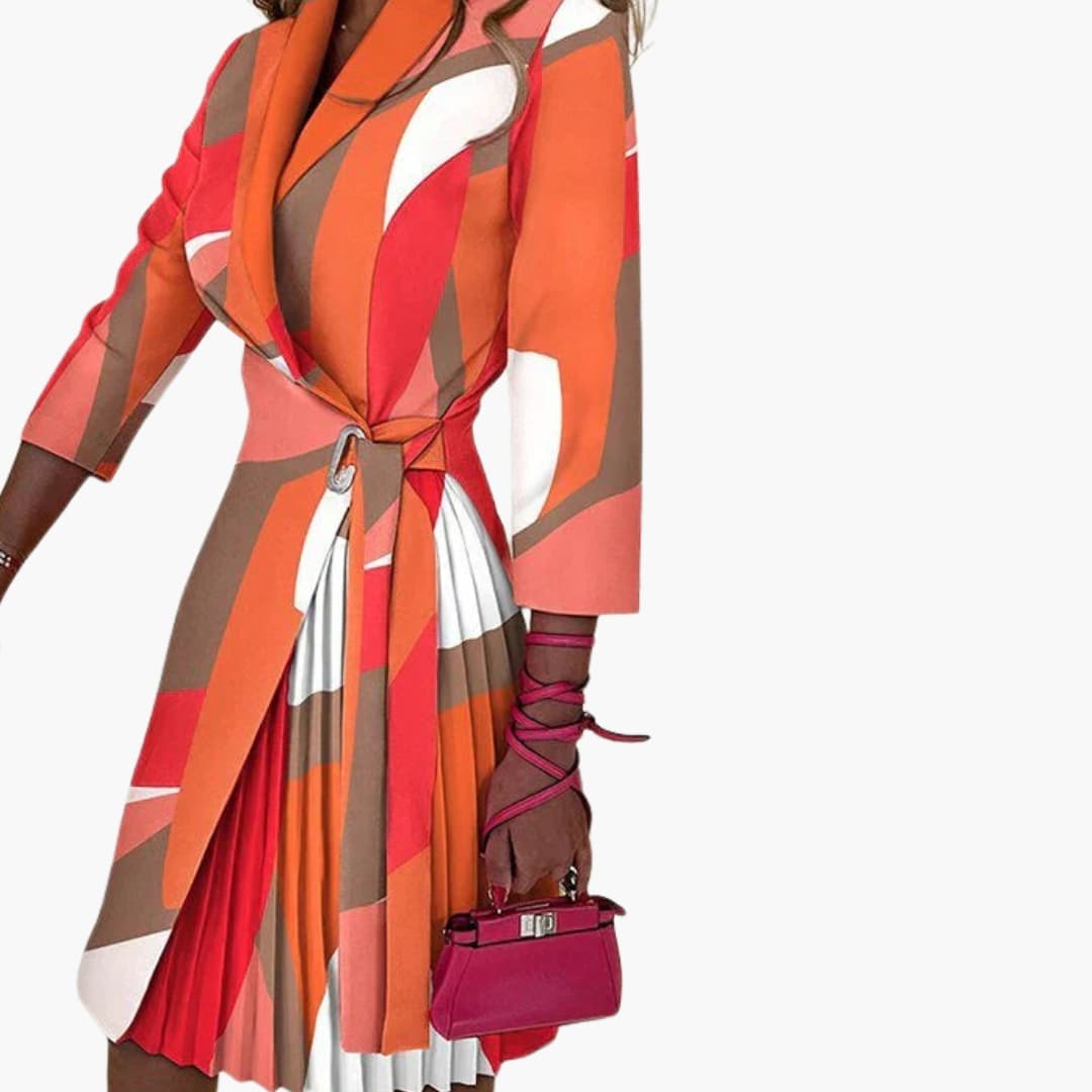 Ladies' Classic Jacket Dress with Lapel Collar and Button Front