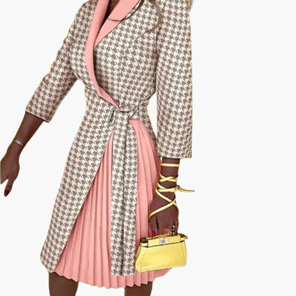 Ladies' Classic Jacket Dress with Lapel Collar and Button Front