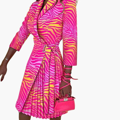 Ladies' Classic Jacket Dress with Lapel Collar and Button Front