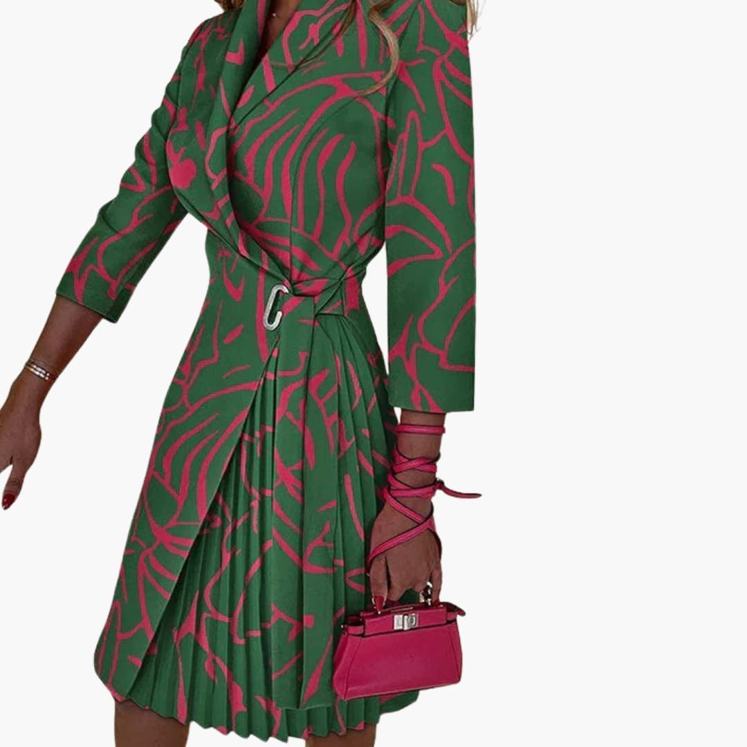 Ladies' Classic Jacket Dress with Lapel Collar and Button Front