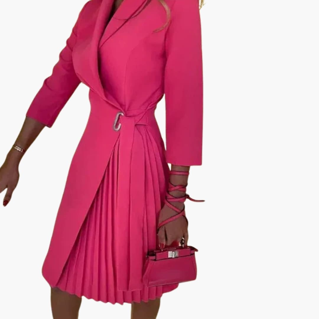 Ladies' Classic Jacket Dress with Lapel Collar and Button Front - Olytrend