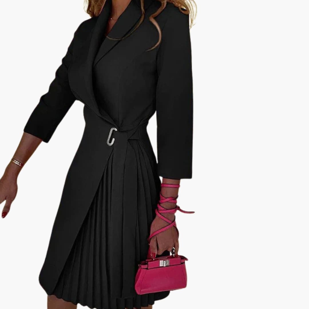 Ladies' Classic Jacket Dress with Lapel Collar and Button Front