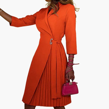 Ladies' Classic Jacket Dress with Lapel Collar and Button Front