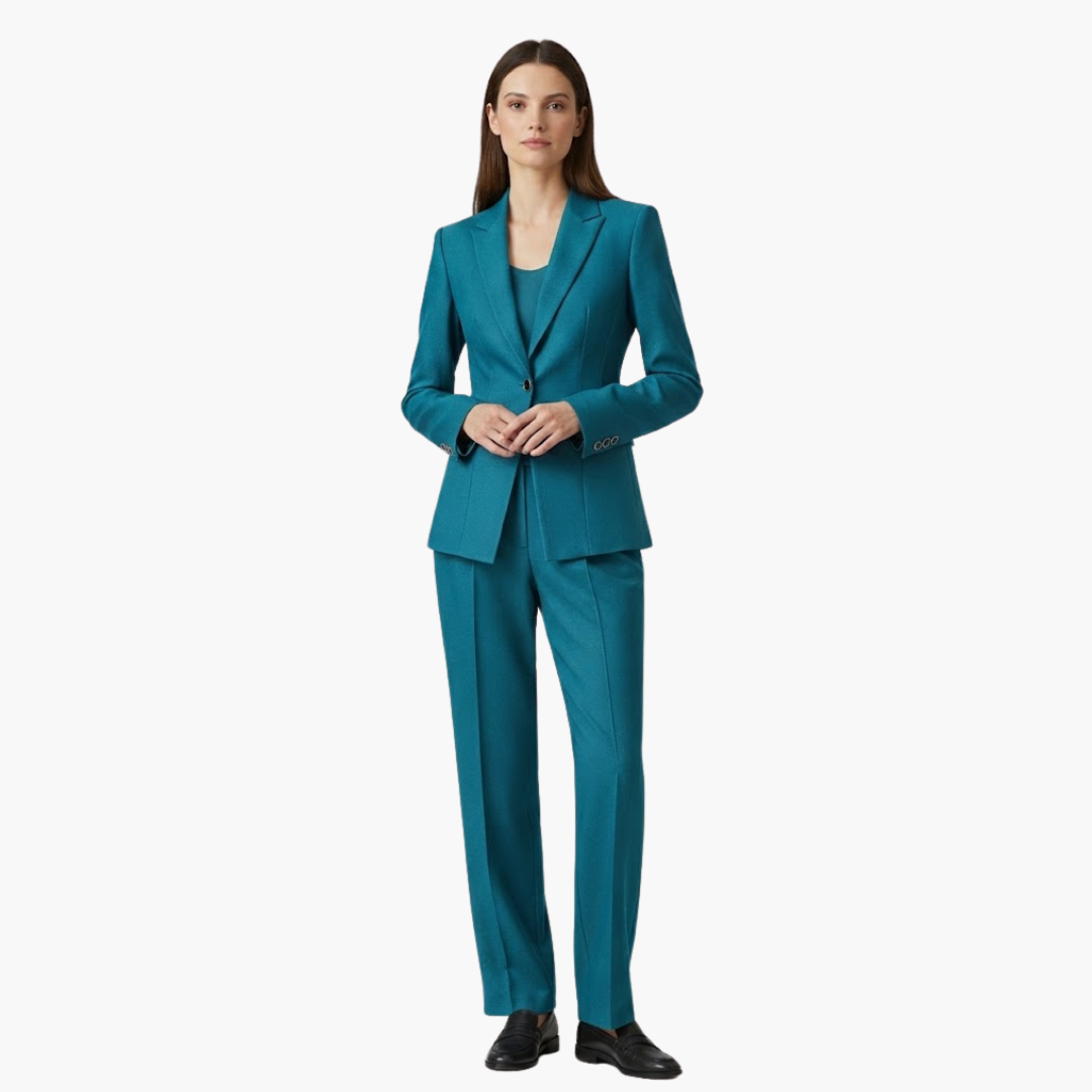 Ladies' Suit Jacket with Single Button and Trousers