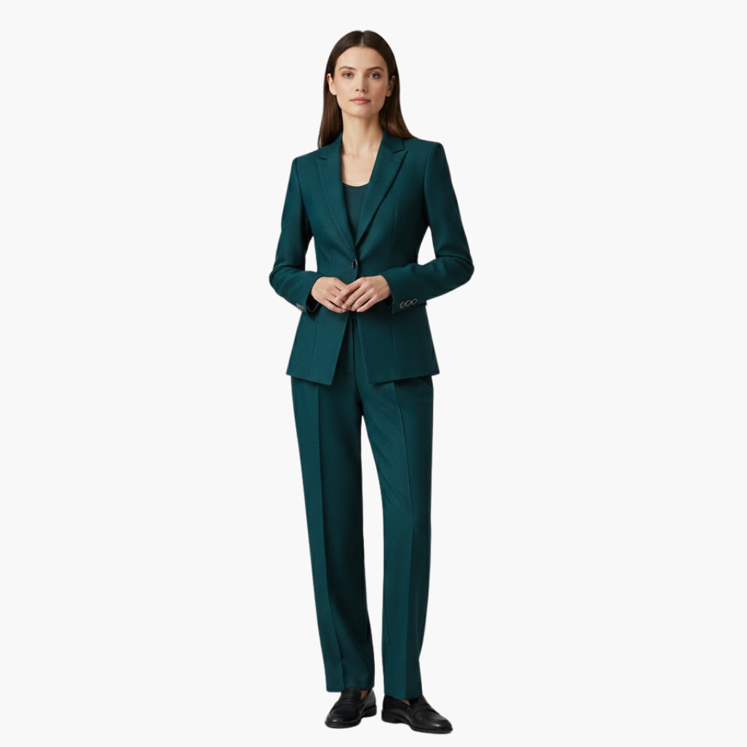 Ladies' Suit Jacket with Single Button and Trousers