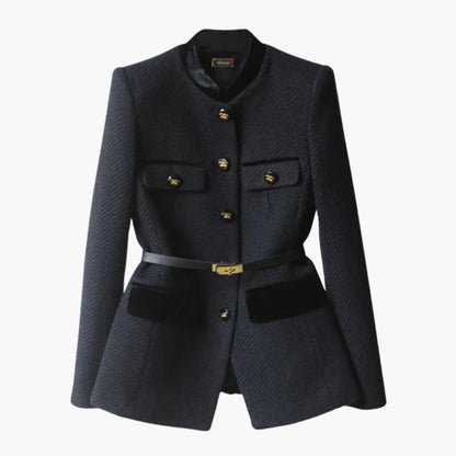 Classic Fit Ladies Jacket with Embossed Detail and Cinched Waist - Olytrend