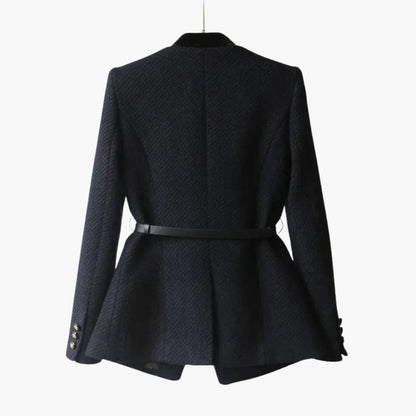 Classic Fit Ladies Jacket with Embossed Detail and Cinched Waist