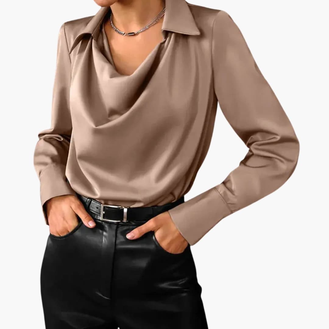 Ladies' Top with Soft Cowl Neck and Full Sleeves
