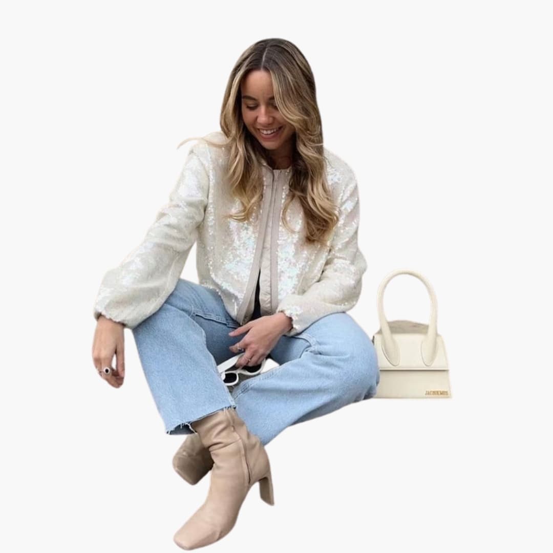 Glittering Women's Bomber Jacket with Classic Style - Olytrend